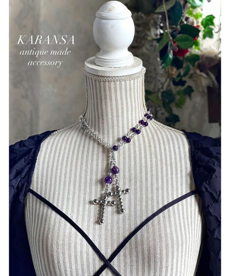 KARANSA/カランサ　KN-557《イレブンクロス・アメジスト》天然石ラリエットネックレス
