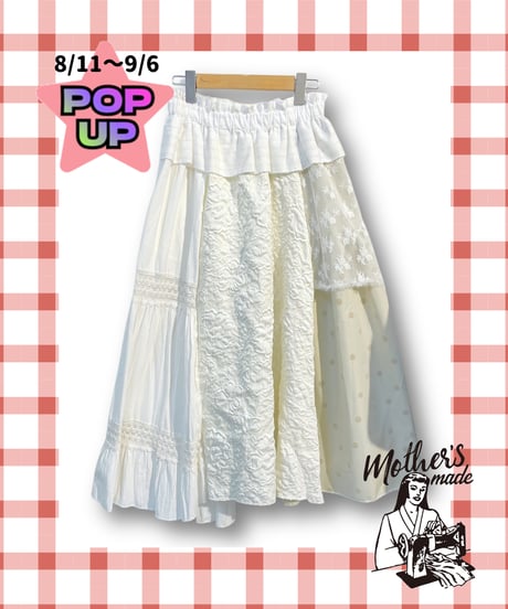 mother's made/マザーズメイド　602602 パッチワークティアードスカート(白)