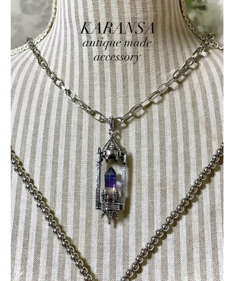 KARANSA/カランサ　KN-570 《シャトーキャンドル・蛍石＆水晶》  天然石ネックレス2way