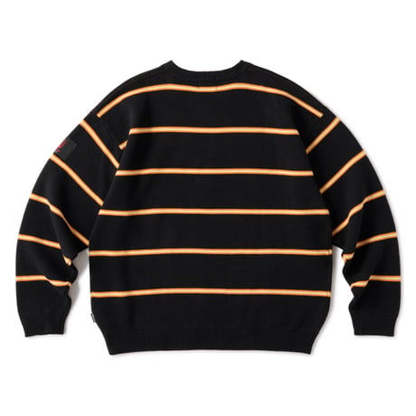 HELLRAZOR STRIPED RIB CREW KNIT - BLACK