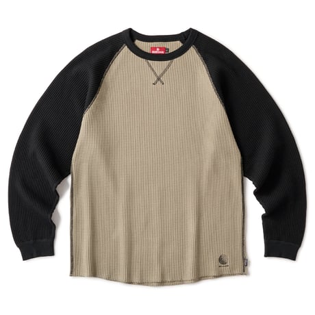 HELLRAZOR WAFFLE L/S SHIRT - BLACK/ARMY GREEN