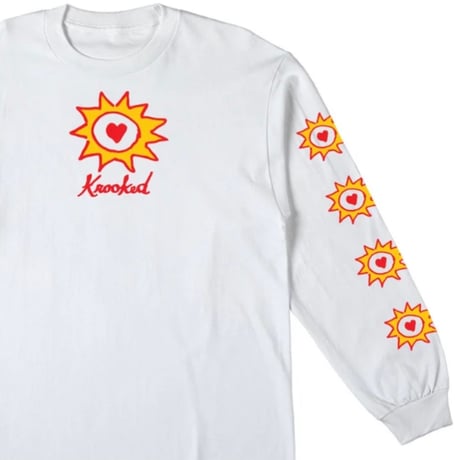 KROOKED SUN HEART L/S TEE - WHITE