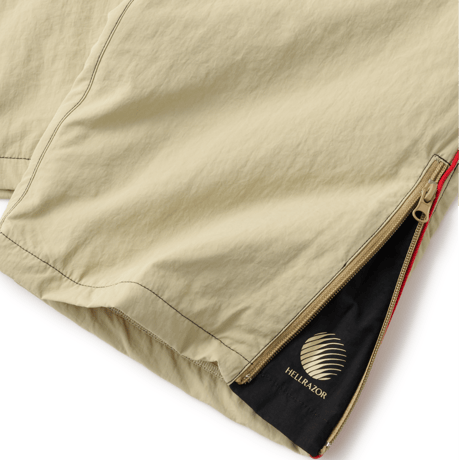HELLRAZOR COLLEGE LOGO NYLON PANTS with VENTILATION - BEIGE