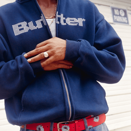 BUTTERGOODS STARS ZIP THRU HOOD - NAVY