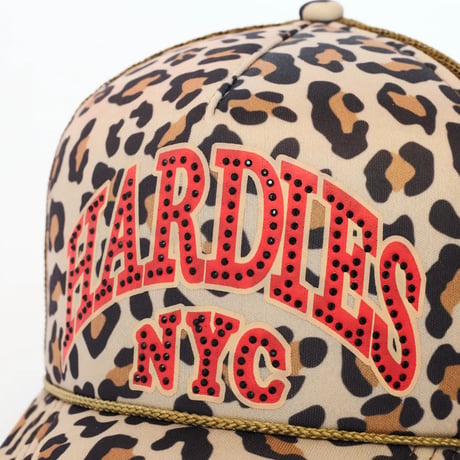 HARDIES HARDWEAR RHINESTONE TRUCKER HAT - CHEETAR/RED