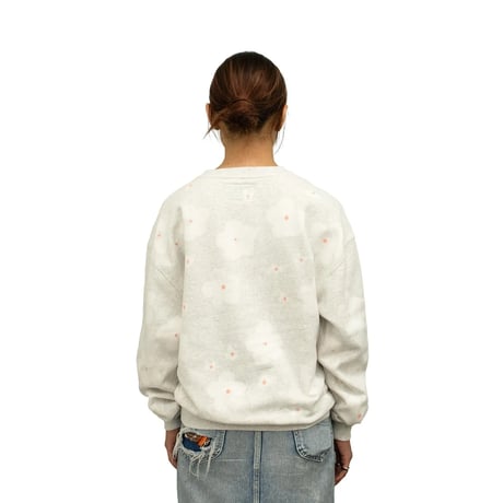 WHIMSY FLOWER DYE CREWNECK- ASH GREY