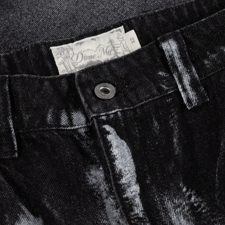 DIME BAGGY DENIM PANTS - BLACK (WHITE PAINT)