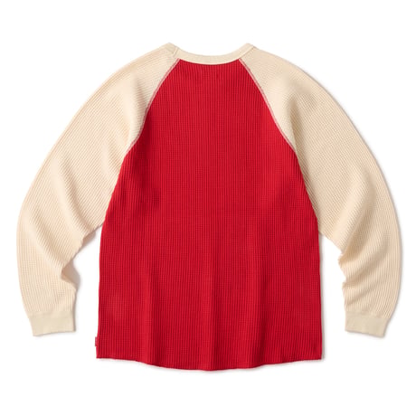 HELLRAZOR WAFFLE L/S SHIRT - NATURAL/DEEP RED