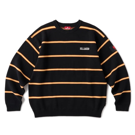 HELLRAZOR STRIPED RIB CREW KNIT - BLACK