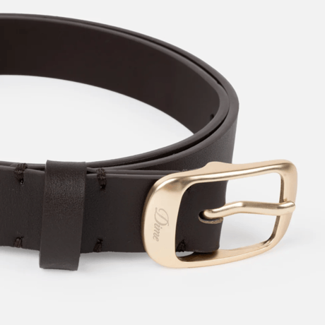DIME LEATHER BELT - BROWN