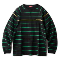 HELLRAZOR STRIPED HENLEY LS SHIRT - BLACK