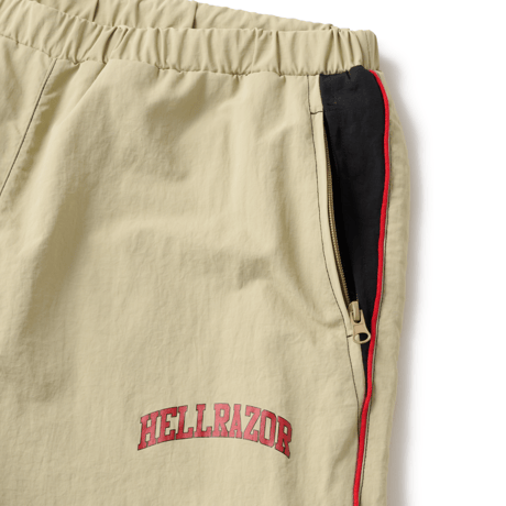 HELLRAZOR COLLEGE LOGO NYLON PANTS with VENTILATION - BEIGE