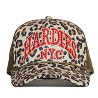 HARDIES HARDWEAR RHINESTONE TRUCKER HAT - CHEETAR/RED