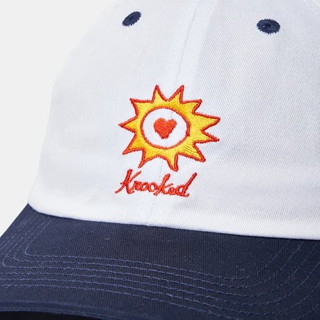 KROOKED SUNHEART SNAPBACK CAP - WHITE/NAVY