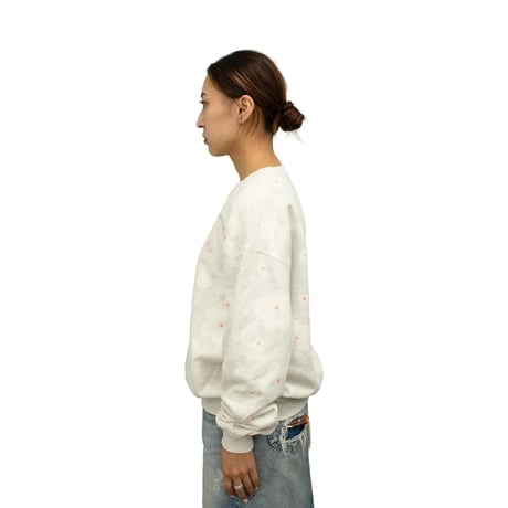 WHIMSY FLOWER DYE CREWNECK- ASH GREY