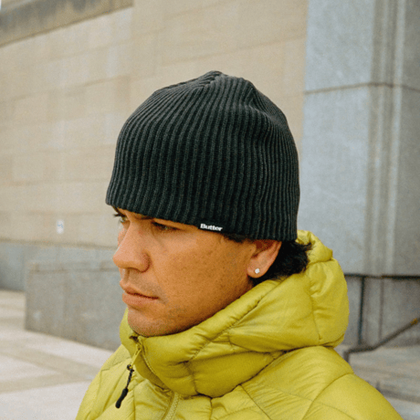 BUTTERGOODS RIBBED SKULLY BEANIE - BLACK