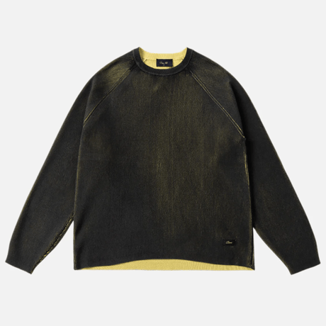DIME PRINTED RIB SWEATER - BLACK/YELLOW