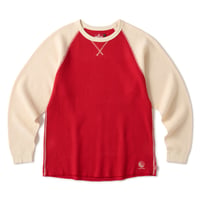 HELLRAZOR WAFFLE L/S SHIRT - NATURAL/DEEP RED