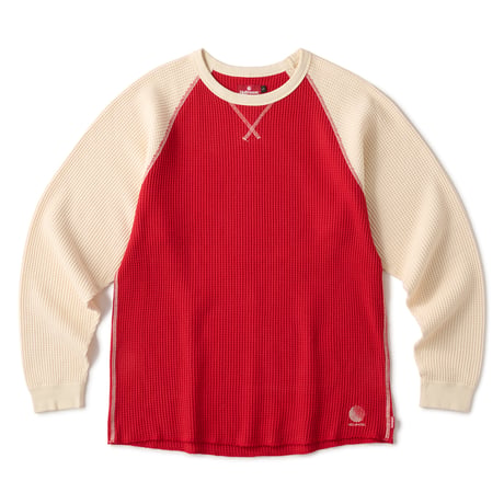 HELLRAZOR WAFFLE L/S SHIRT - NATURAL/DEEP RED