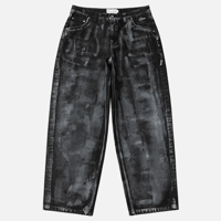 DIME BAGGY DENIM PANTS - BLACK (WHITE PAINT)