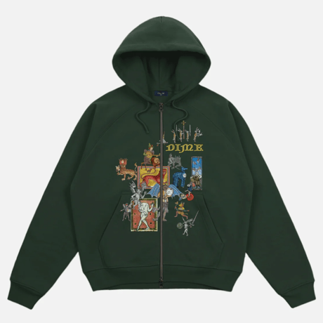 DIME WHAT THE MEDIEVAL ZIP HOODIE - MOUNTAIN GREEN