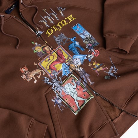 DIME WHAT THE MEDIEVAL ZIP HOODIE - AMERICANO
