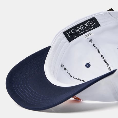 KROOKED SUNHEART SNAPBACK CAP - WHITE/NAVY