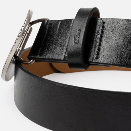 DIME SKULL LEATHER BELT - BLACK
