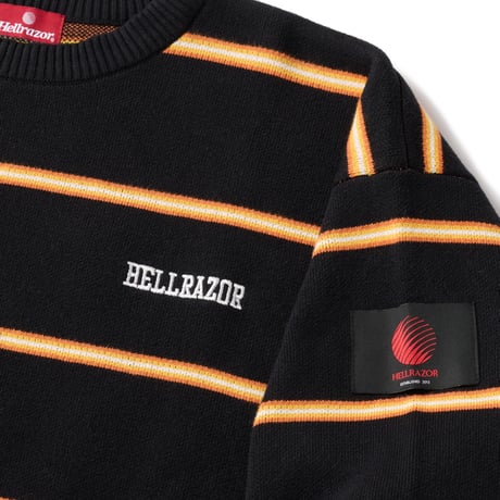 HELLRAZOR STRIPED RIB CREW KNIT - BLACK