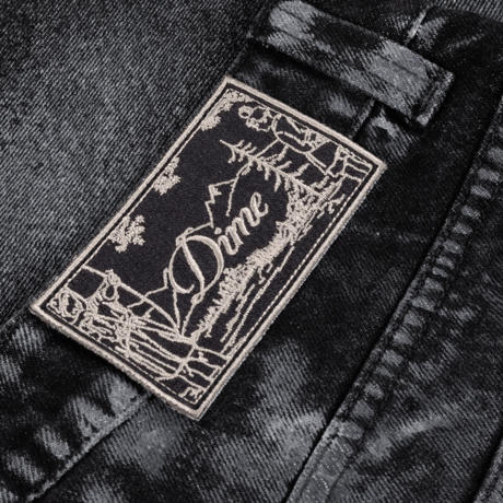 DIME BAGGY DENIM PANTS - BLACK (WHITE PAINT)