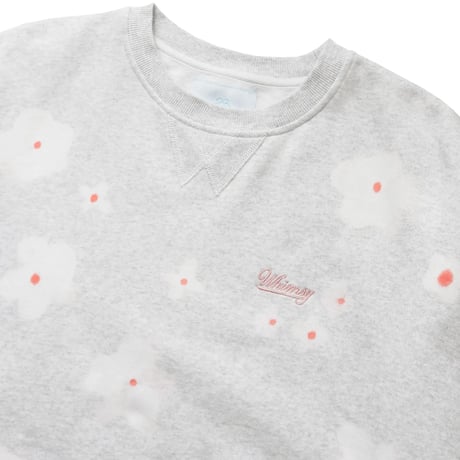WHIMSY FLOWER DYE CREWNECK- ASH GREY