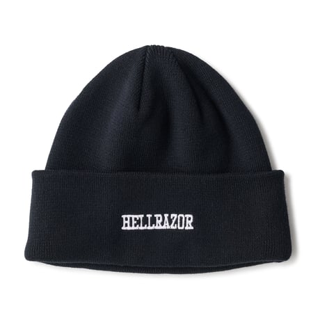 HELLRAZOR HEAVEY LOGO WATCH KNIT CAP - BLACK