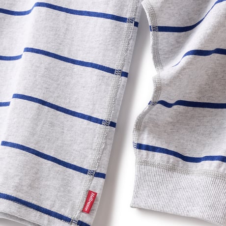 HELRAZOR STRIPED HENLEY L/S SHIRT - HEATHERGREY