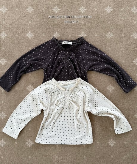 予約 melikey Dot shirring tee