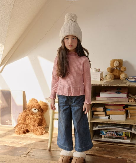 予約 melikey Velvet ribbon denim pants