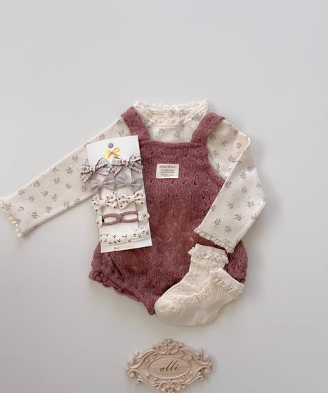 予約knit rompers set