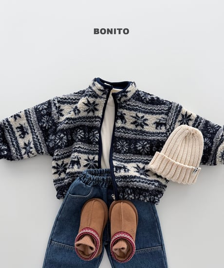 予約 bonito Nordic Pattern Zip-Up Jacket