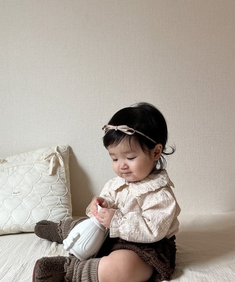 予約mimi market Check balloon blouse