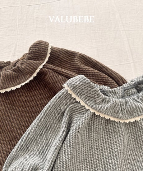 予約 valubebe Herringbone frill blouse