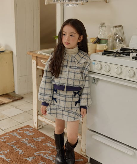 予約 melikey Check ribbon frill skirt