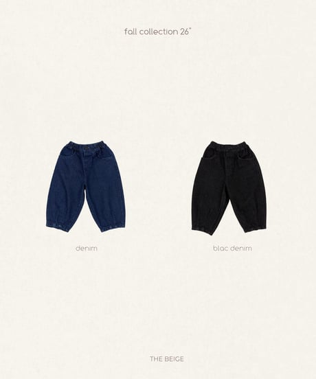 予約 The beige Pintuck denim pants