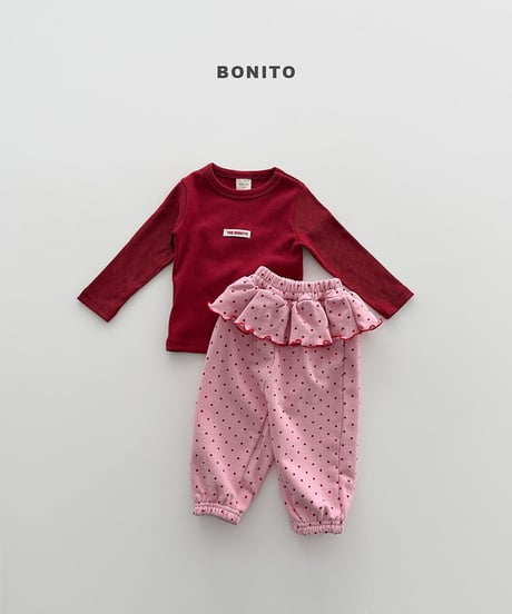 予約 bonito Dot frill jogger pants