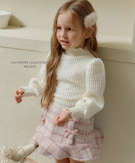 予約 melikey Check ribbon frill skirt