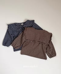 一部即納 mimi market Check frill collar tee