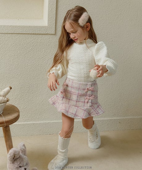 予約 melikey Check ribbon frill skirt