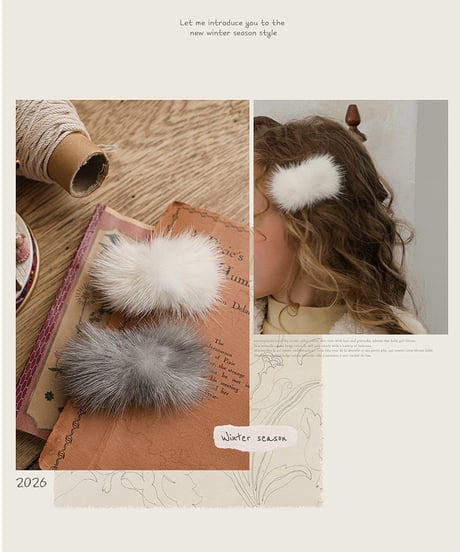 予約 FLO Mink ribbon hairpin