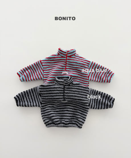 予約 bonito Dumble Stripe Half-Zip man to man