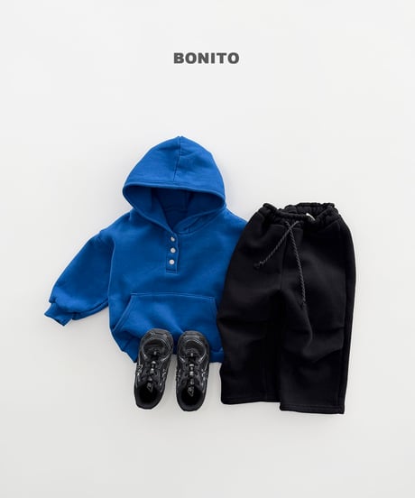 予約 bonito Binding-Trim Snap-Button Hoodie