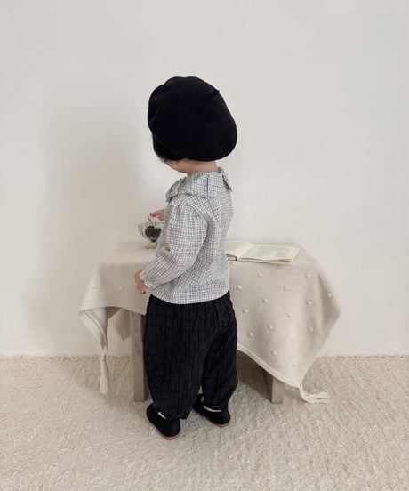 予約mimi market Check balloon blouse