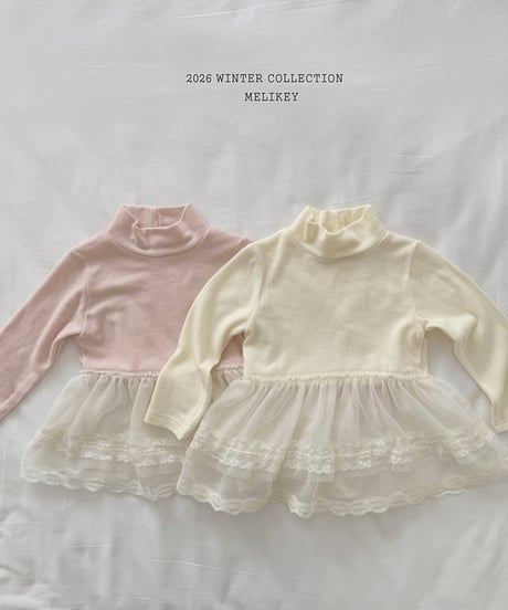 予約 melikey Pom Pom Charpril neck tee
